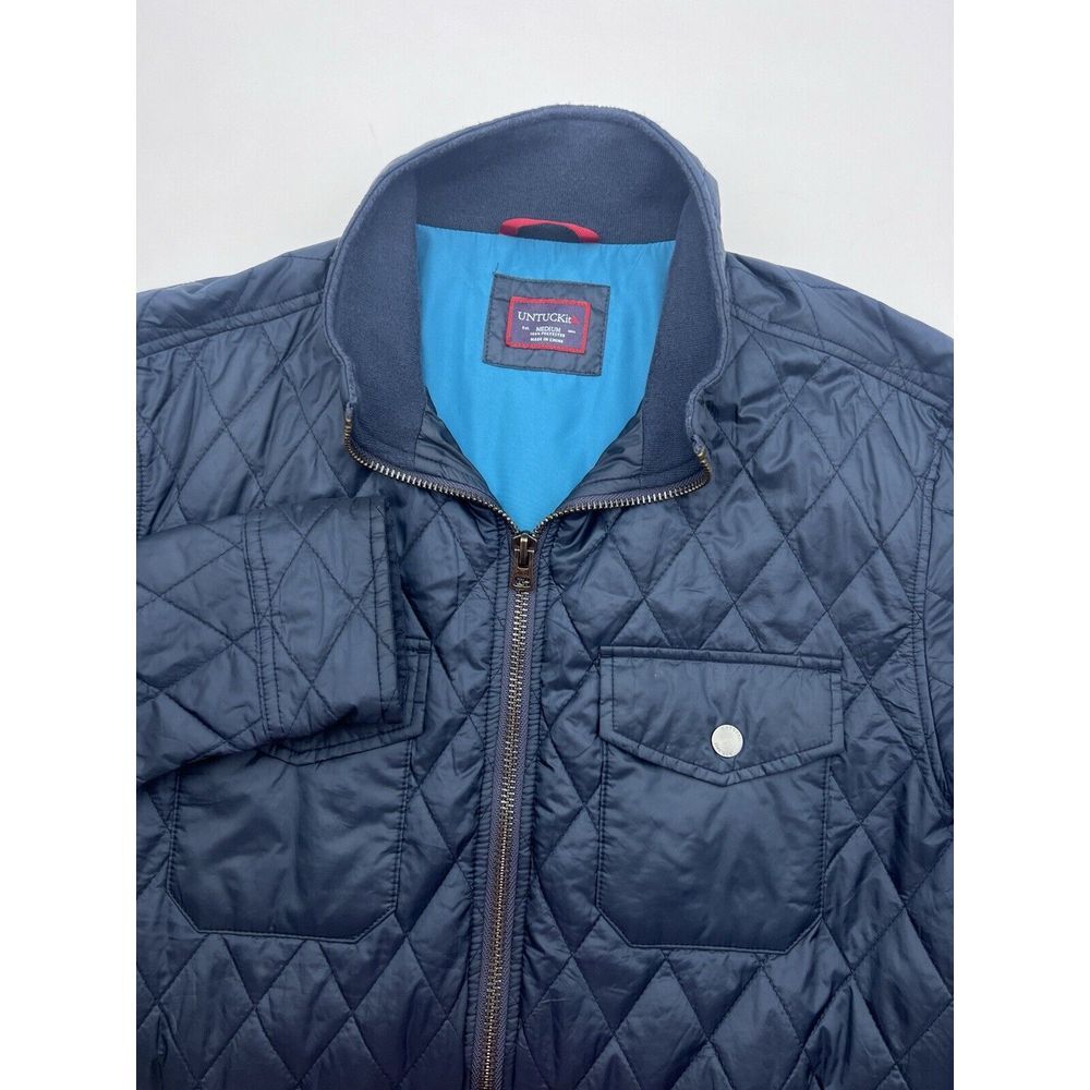 UNTUCKIT Jacket Mens Medium Blue Quilted Puffer Casual Outdoors Hiking Read